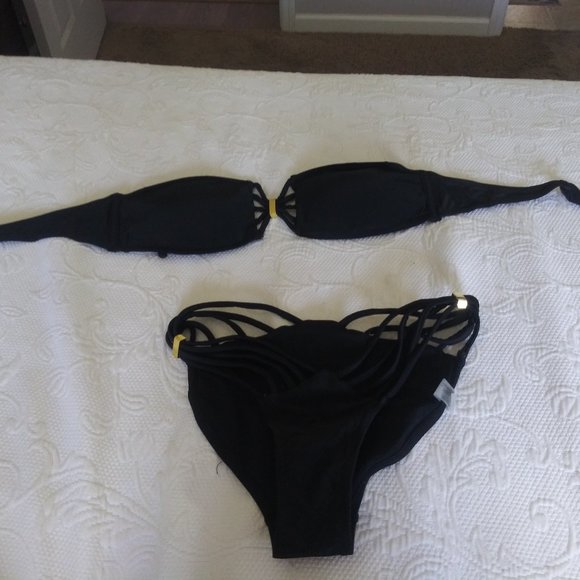 New Black bando bikini gold hardwaare - Picture 1 of 1